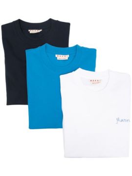 Kit 3 Camisetas Com Logo Bordado - Marni