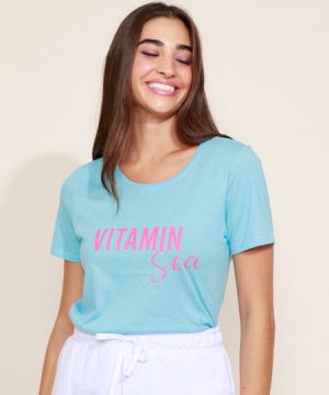Camiseta Feminina  Vitamin Sea  Manga Curta Decote Redondo
