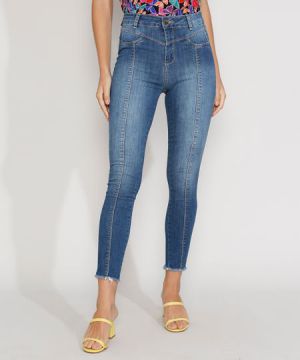 Calça Jeans Feminina Cintura Alta Sawary Super Skinny com N