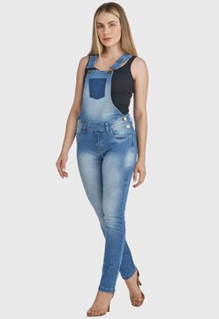 Macacão Jardineira HNO Jeans Premium Longo Azul