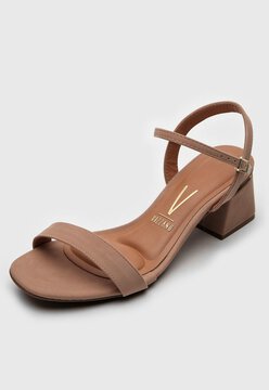 Sandália DAFITI SHOES Salto Grosso Bege - Compre Agora