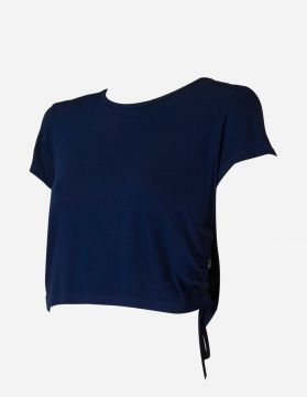 Blusa Cropped Ajuste Lateral Azul Marinho - Lucy In The Sky