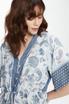 Kimono Jeans Com Estampa Paisley - Damyller