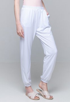 Calça Jogger 101 Resort Wear Pijama Bolsos Cordao Malha Elastano Branco