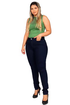 Calça Skinny Almaria Plus Size Fact Jeans Azul