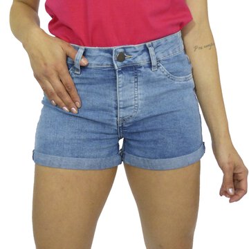 Short Jeans Feminino Curto Barra Dobrada