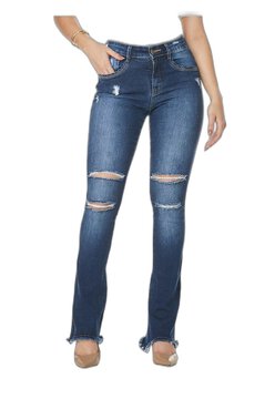 Calça Jeans Feminina Boot Cut Mid Rise Linda Z 201623137 Azul
