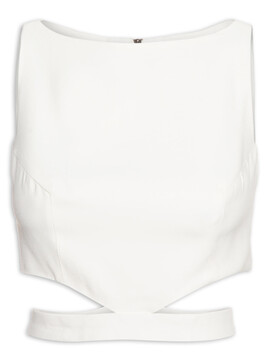 Blusa Feminina Cropped Recorte Cintura - Off White