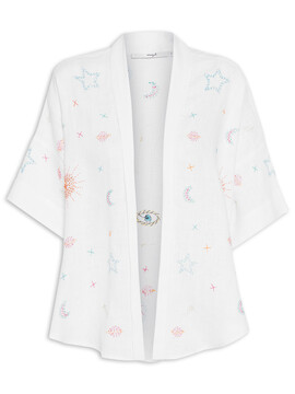 Kimono Feminino Curto Constelação - Branco