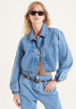 jaqueta azul my favorite things jeans bomber cropped