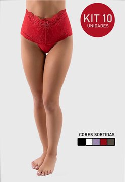 Kit 10 Calcinha Cinta Linha Noite Modeladora Rendada Hot Pants Pós Parto Seca Barriga