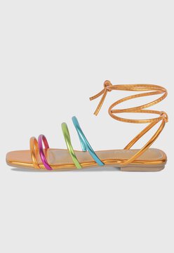 Sandália Feminina Rasteirinha Tiras De Amarração Leve Confortável Moda A7.06 D Multicolorido