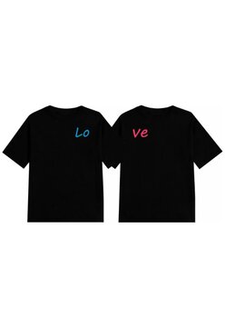 Kit 2 Camisetas Love Estampada Opice Casal Namorados Preta Gola Redonda Ele Ela