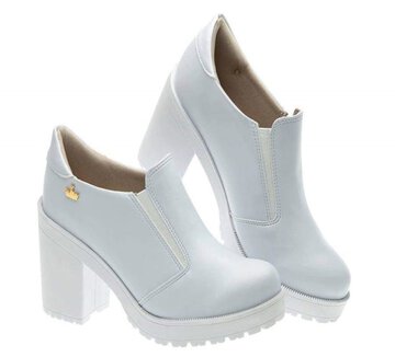 Sapato Feminino Botinha Oxford Cano Baixo Branco