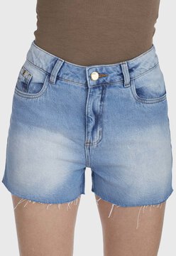 Shorts Jeans HNO Jeans Curto Barra Desfiada Azul