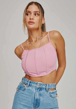 Compre Blusa Corset Cropped My Favorite Things My Favorite Things CINZA  Online