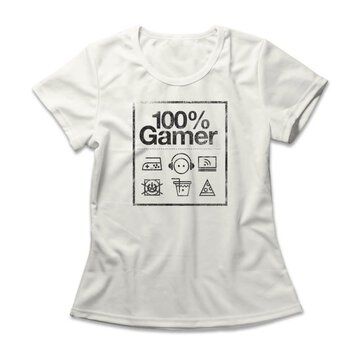 Camiseta Feminina Gamer Care Label Off-white