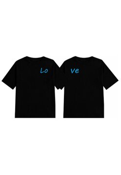 Camisetas Casal Kit 2 Peças Iguais Relaxado Camisas Estampada Namorados Love Azul