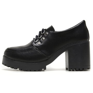Sapato Feminino Oxford Mocassim Oxford Terra do Calçado Salto Bloco Preto