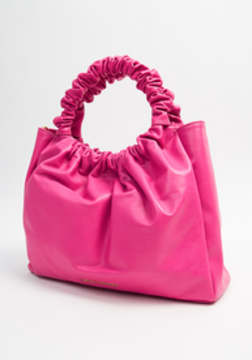 bolsa rosa lança perfume bucket couro com pregas
