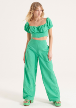 blusa verde my favorite things cropped ombro a ombro