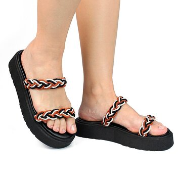 Sandália Rasteira DAFITI SHOES Tiras Preta - Compre Agora