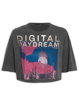T-shirt Cropped Digital Daydream - Cinza