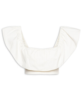 Top Cropped Babado Ombro - Off White