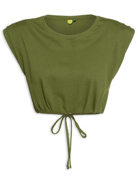 Blusa Cropped Amarração Pregas - Verde