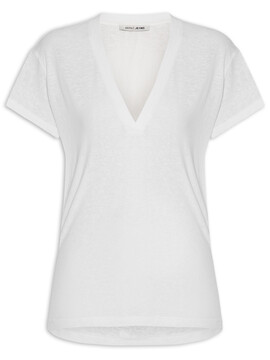 Blusa De Malha Básica Decote V - Branco