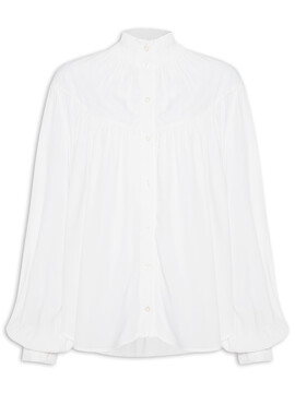 Camisa Feminina Crepe Gola Alta - Branco