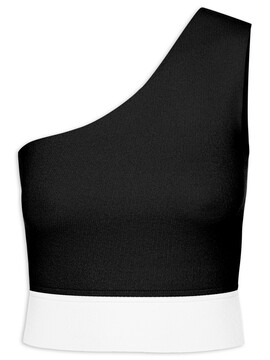 Top Cropped Tricot Um Ombro Só - Preto