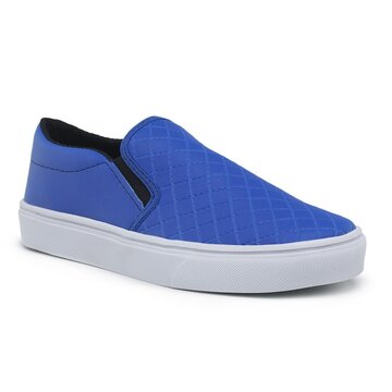 Sneaker Slip On Feminino Tênis Casual Versátil Sola Alta Flat Emborrachada Confortável Leve Azul Royal